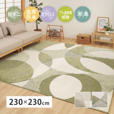 ふるさと納税 泉大津市 日本製 高機能 カーペット グリーン 1枚 約230×230cm 600021714型