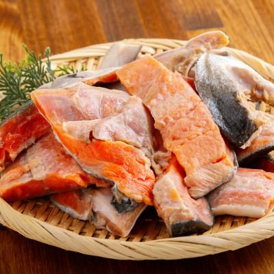 ふるさと納税 網走市 [訳あり]天然紅鮭 ご家庭用切身 1kg(カマ・尾含む)