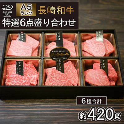 ふるさと納税 諫早市 [A5ランク]長崎和牛特選6点盛り合わせ 約420g(諫早市)