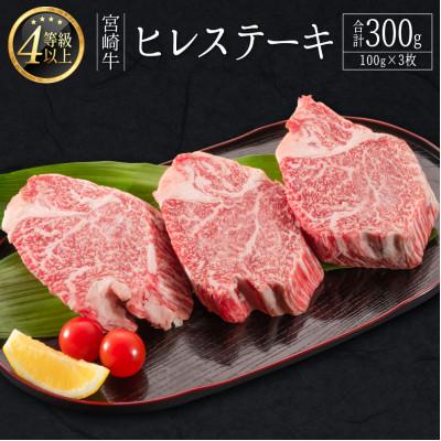 ふるさと納税 新富町 宮崎牛ヒレステーキ 合計300g(100g×3枚)[D160](新富町)