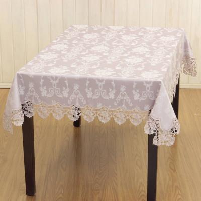 ふるさと納税 直方市 クラシカル模様ジャカード織 撥水加工テーブルクロス 長方形130x230cm ライラック