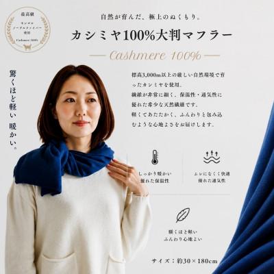 ふるさと納税 泉佐野市 100%ピュアカシミヤ・マフラー デニム フリンジ無し