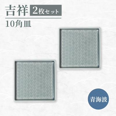 ふるさと納税 瑞浪市 [美濃焼]吉祥 10角皿 青海波 2枚セット 瑞浪市 JS企画 小田陶器