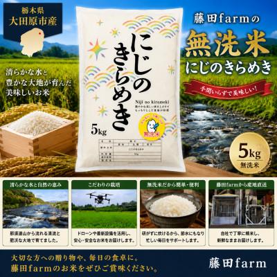 ふるさと納税 大田原市 [令和8年産先行受付]大田原市産にじのきらめき 無洗米 5kg 藤田farmのこだわりの白米