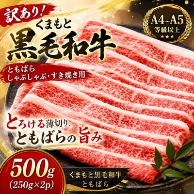 ふるさと納税 大津町 訳あり![A4〜A5]くまもと黒毛和牛ともばらしゃぶしゃぶすき焼き用 500g(250g×2p)
