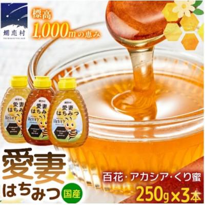 ふるさと納税 嬬恋村 愛妻はちみつ250g 3種(百花・アカシア・くり)セット