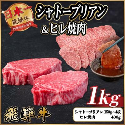 ふるさと納税 羽島市 飛騨牛 シャトーブリアン&amp;ヒレ焼肉 計約1kg[冷蔵便] A4〜A5 黒毛和牛 希少部位 ステーキ