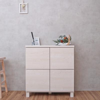 ふるさと納税 坂井市 組立式家具 幅約75cm 2列2段 プッシュ式扉キャビネット NC-8075CB ホワイト木目