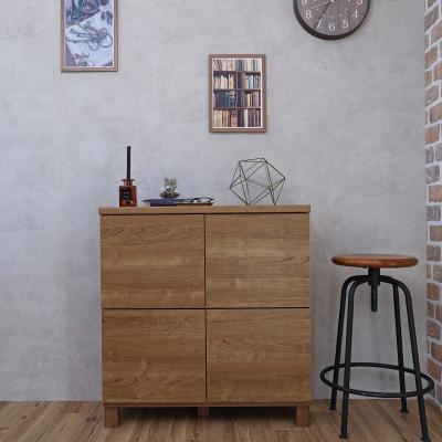ふるさと納税 坂井市 組立式家具 幅約75cm 2列2段プッシュ式扉キャビネット NC-8075CB ライトブラウン木目