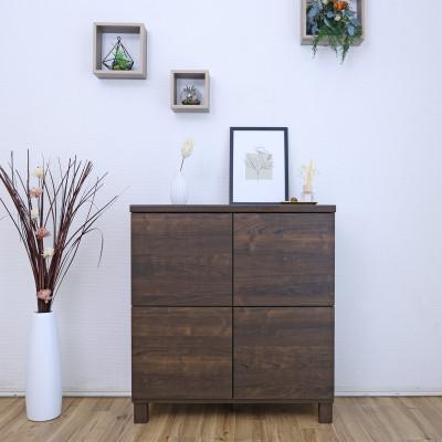 ふるさと納税 坂井市 組立式家具 幅約75cm2列2段キャビネット NC-8075CB ダークブラウン木目
