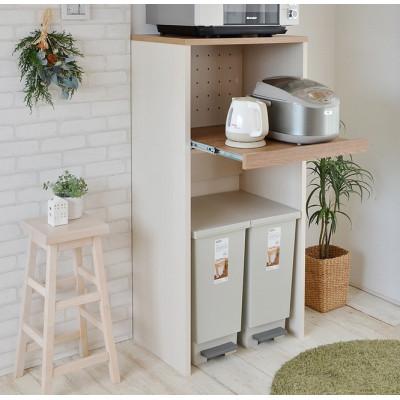 ふるさと納税 坂井市 組立式家具 幅約60cmゴミ箱スッキリ収納出来るレンジ台 KR-1360R WHxBR(ツートーン)