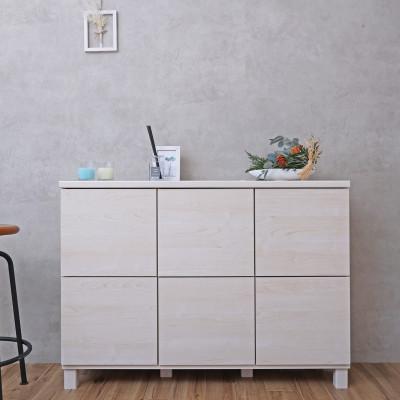 ふるさと納税 坂井市 組立式家具 幅110cm3列2段プッシュ式扉キャビネット NC-8011CB ホワイト木目
