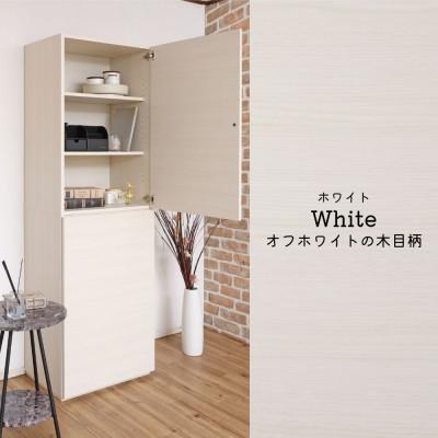 ふるさと納税 坂井市 組立式家具 幅60cmワイド縦型収納ハイタイプキャビネット WS-1860T ホワイト