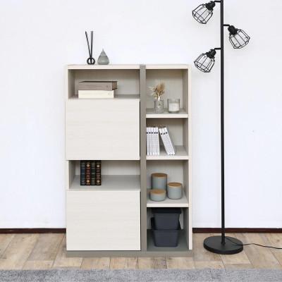 ふるさと納税 坂井市 組立式家具 幅約80cm仕切れるプッシュ扉リビング収納キャビネット PABO-1280OT ホワイト