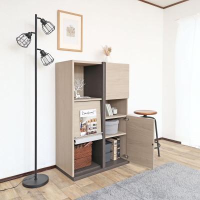ふるさと納税 坂井市 組立式家具 幅約78cm仕切れるプッシュ扉ディスプレイキャビネット PABO-1280DP クルミ