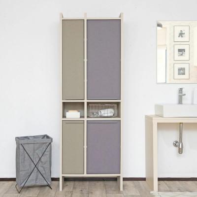 ふるさと納税 坂井市 組立式家具 幅64cm多種多様な収納のランドリーラック SE-1865OT ライトグレー×グレー