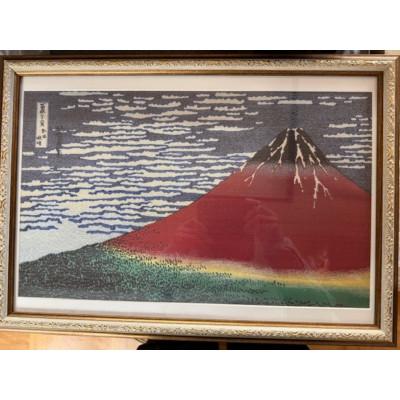 ふるさと納税 与謝野町 写真織絵画『冨嶽三十六景 凱風快晴(赤富士)』シルク100%大切な人への贈り物にも[京都府与謝野町]