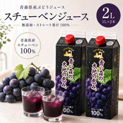 ふるさと納税 鶴田町 [青い森の、大地の恵み。]青森県産ぶどう100%ストレートジュース 1L×2本