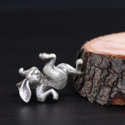 ふるさと納税 市川三郷町 [縄文アクセサリーDo_goods]シルバー925製 鳥獣戯画 うさぎのペンダント中 700-212