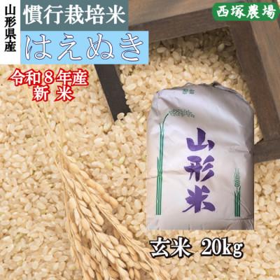 ふるさと納税 最上町 新米　令和8年産 慣行栽培米 はえぬき　玄米 20kg　山形県産　西塚農場 | 