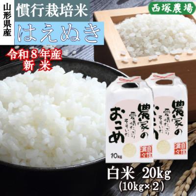 ふるさと納税 最上町 新米　令和8年産 慣行栽培米 はえぬき　白米 20kg　山形県産　西塚農場 | 