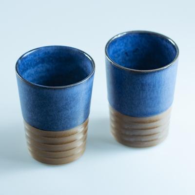 ふるさと納税 鳴門市 大谷焼 藍灰マット釉湯呑 ペア