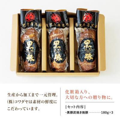 ふるさと納税 南さつま市 【鹿児島県産】黒豚の炭焼き焼豚3本セット 焼き豚 チャーシュー 黒豚 煮豚 |  | 03
