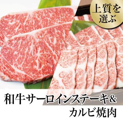 ふるさと納税 南さつま市 鹿児島県産黒毛和牛サーロインステーキ320g&amp;カルビ焼肉300g