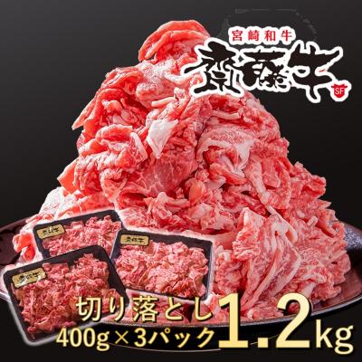 ふるさと納税 西都市 宮崎和牛1.2kg切り落とし小分け400g×3パック黒毛和牛「齋藤牛」[2253]