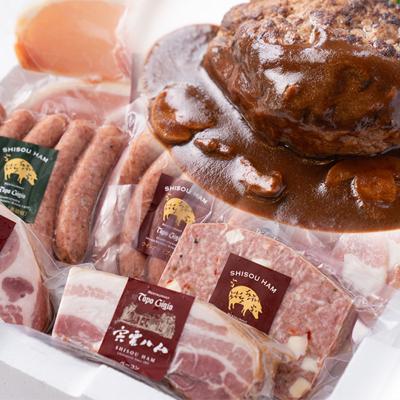 ふるさと納税 宍粟市 但馬牛ハンバーグと宍粟ハムのグルマンセットJ27