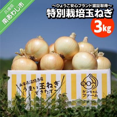 ふるさと納税 南あわじ市 ＼うまい玉ねぎできたでー/ ケンちゃんファームの特別栽培玉ねぎ3kg 〜ひょうご安心ブランド認証取得
