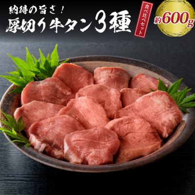 ふるさと納税 河北町 味付き厚切り牛タン3種 計600g(300g×2パック)[タン元、タン中、タン先]