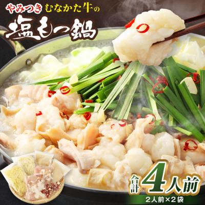ふるさと納税 宗像市 お米で育てた「むなかた牛」塩もつ鍋セット(2人前×2)牧場直送[すすき牧場]