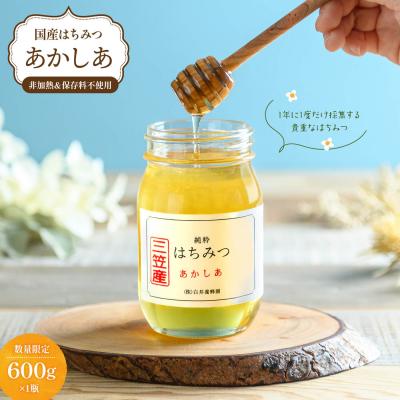 ふるさと納税 三笠市 純粋はちみつ(あかしあ)600g《令和8年7頃より発送