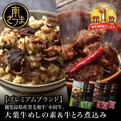 ふるさと納税 南さつま市 [プレミアムブランド]鹿児島県産黒毛和牛「小田牛」大葉牛めしの素&amp;牛とろ煮込み