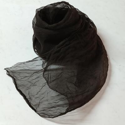 ふるさと納税 熊野市 熊野番茶染め シルクオーガンジースカーフ 黒色(鉄媒染)