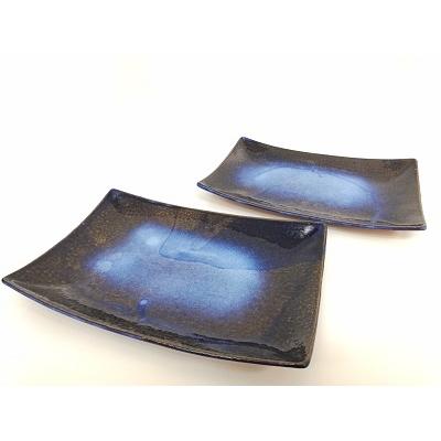 ふるさと納税 鳴門市 大谷焼 [藍-indigo-]角皿2枚組(大西陶器)