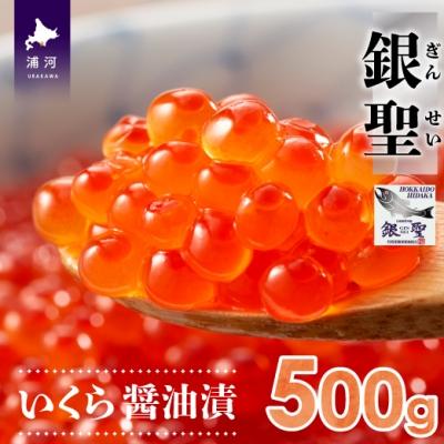 ふるさと納税 浦河町 前浜産ブランド銀毛鮭天然「銀聖」いくら醤油漬500g×1箱[02-218]