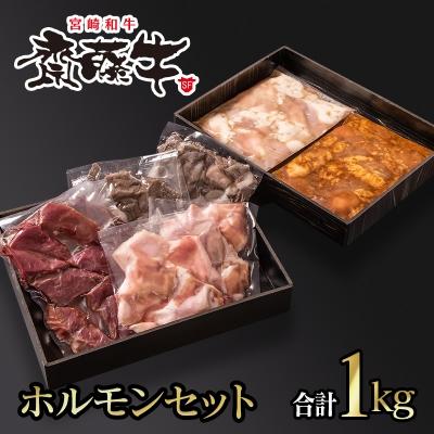 ふるさと納税 西都市 宮崎和牛 齋藤牛 [計約1kg] ホルモン4種セット[1813]