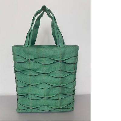 ふるさと納税 飯能市 畳屋さんのヘリバッグ[手さげ(横はぎ)]緑