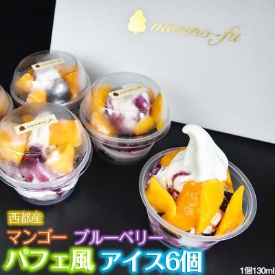 ふるさと納税 西都市 西都産マンゴーとブルーベリーソースのカップアイス6個[1844]