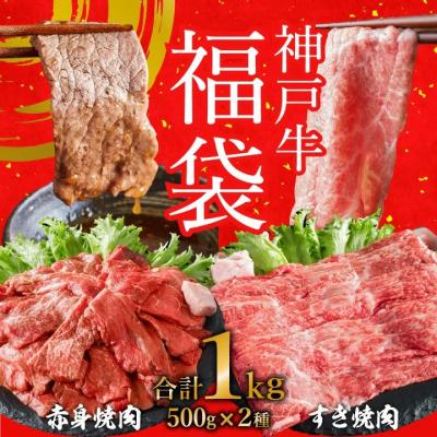 ふるさと納税 加西市 神戸牛赤身焼肉500g+すき焼肉500g 1kg 福袋 A4以上 神戸[No5698-0552]