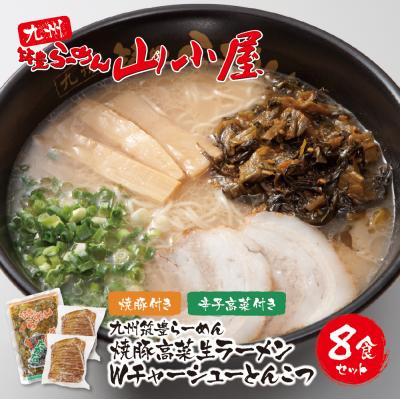 ふるさと納税 福智町 九州筑豊ラーメン 焼豚高菜生ラーメンWチャーシューとんこつ8食セット
