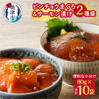 ふるさと納税 焼津市 ビンチョウ まぐろ &amp; サーモン 漬け 2種盛り 10パック(a10-697)