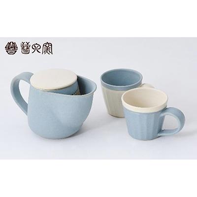 ふるさと納税 京都市 [晋六窯]PELICAN TEA POT/BLUE&amp;CUP(色違いのCUP 2個)