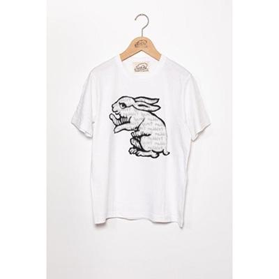 ふるさと納税 京都市 [beanxious(ビーアンキシャス)]直植毛フロッキーTシャツ ウサギ白 (XLサイズ)