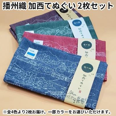 ふるさと納税 加西市 播州織 加西てぬぐい 2枚セット ブルー&amp;グリーン[No5698-7584]