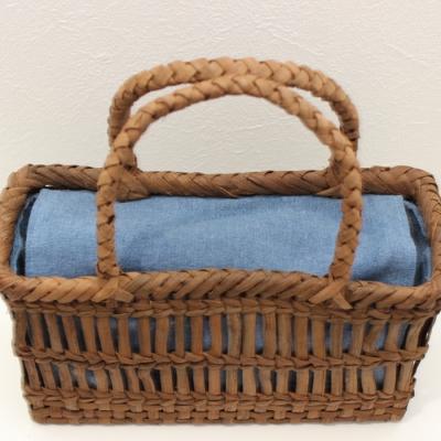 ふるさと納税 大崎市 山葡萄かごバッグ Sサイズ 天然藍染の内袋付 手編み 手作り カゴ 籠 篭の画像