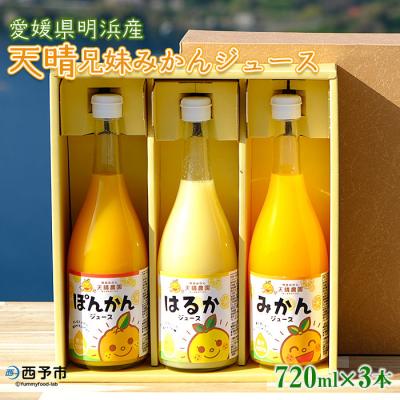 ふるさと納税 西予市 愛媛県明浜産天晴兄妹みかんジュース(温州みかん・ぽんかん・はるか)3種類セット