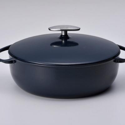 ふるさと納税 三条市 浅型キャセロール(ホーロー鍋) 24cm 藍 [UNILLOY